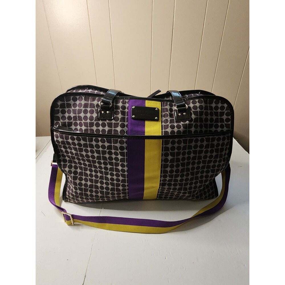 Kate Spade Travel Weekender Duffle Bag Large Brown And Purple Read Description